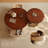Simple Walnut Round Coffee Table Set