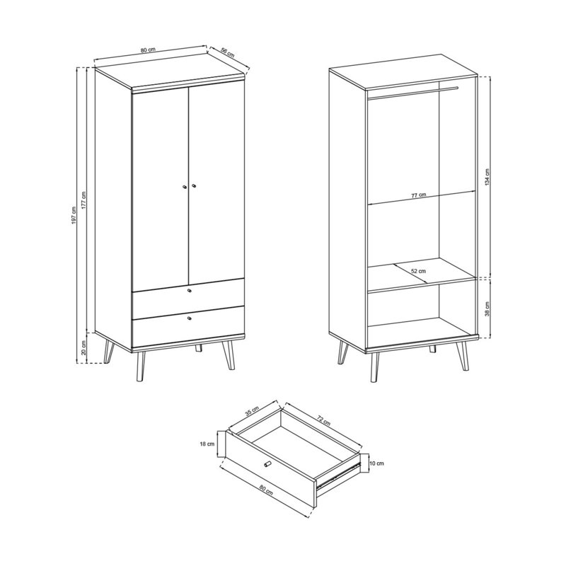 Iker 2 Door Manufactured Wood Wardrobe