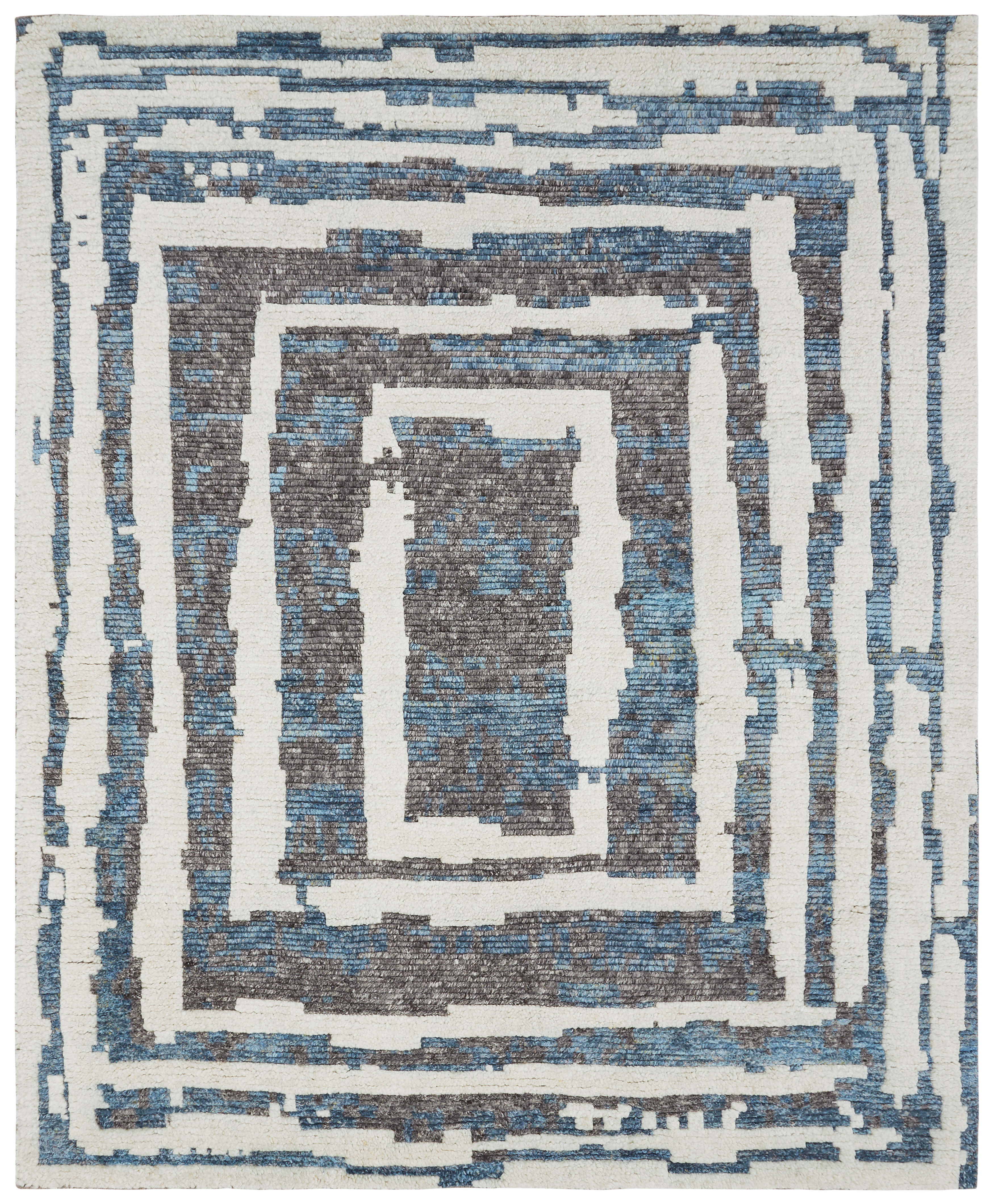 Behag Open Rug Madison Couture Rugs Hand-Knotted Wool Blue/Brown Area Rug | Perigold