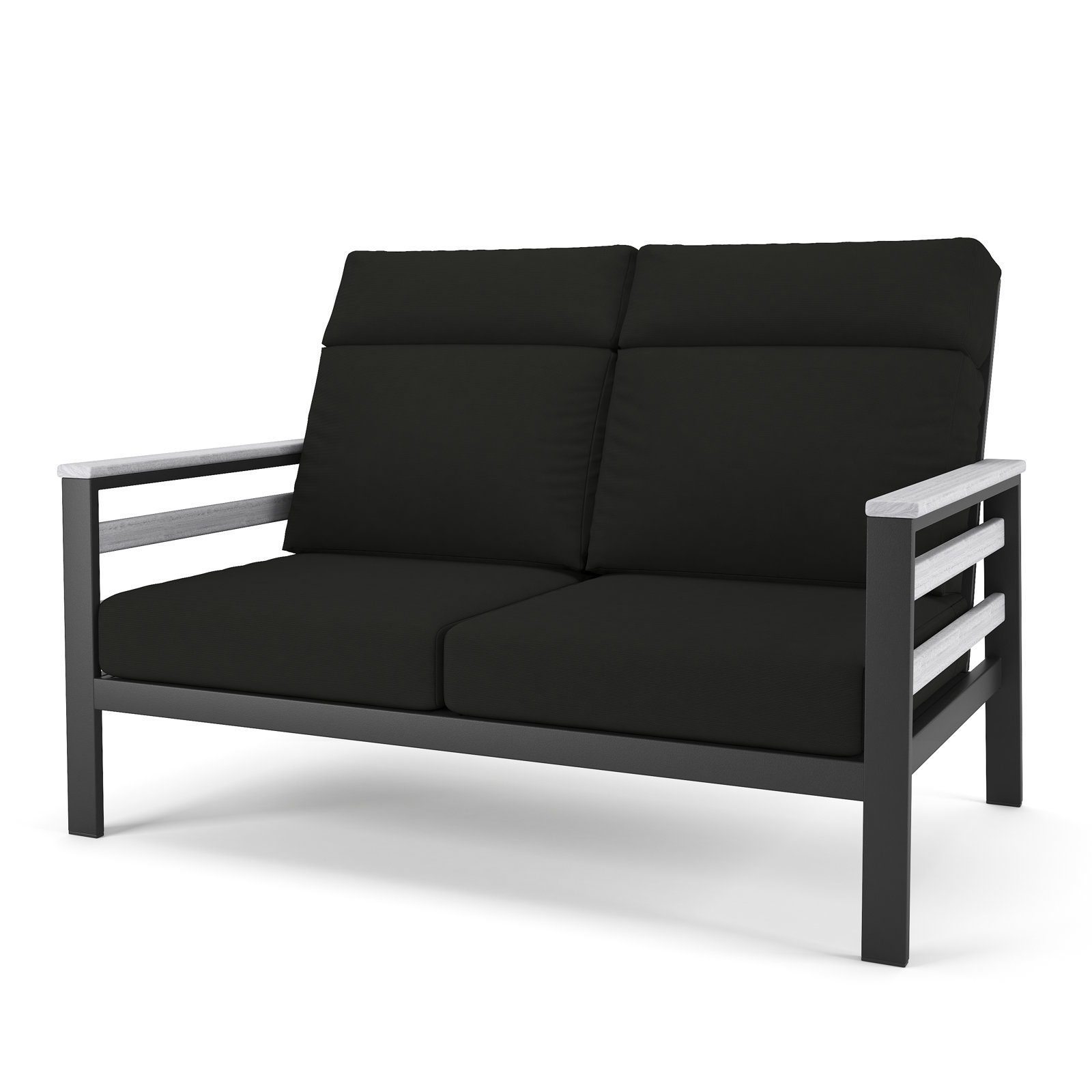 Townsend 55" Sunbrella® Patio Loveseat, White, Canvas Black