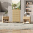 3 Piece Bedroom Set, 27.5" W 5-Drawer Dresser And Set Of 2 Nightstands With Charging Station