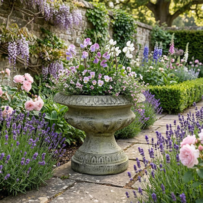 Humphreys FLUTED URN Low 28cm Verdigris Effect
