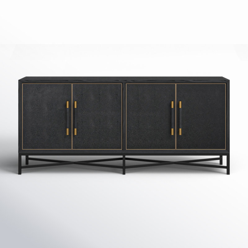 Meera 76" Wide Wood Sideboard, Black