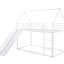 Lit superposé simple blanc avec glissade - Métal robuste pour glissade de chambre décorative-1136151746