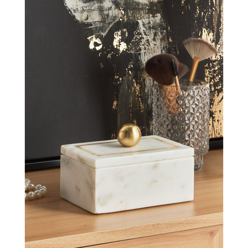 Marble Jewellery Box +, White
