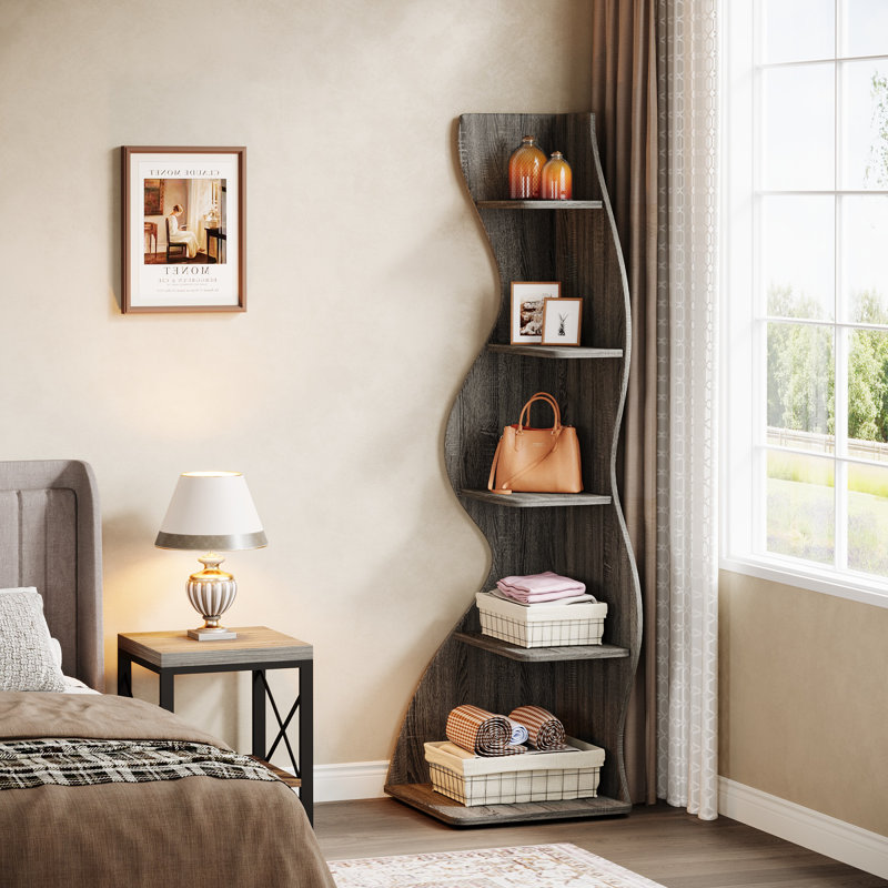 Arhab Corner Bookcase, Gray