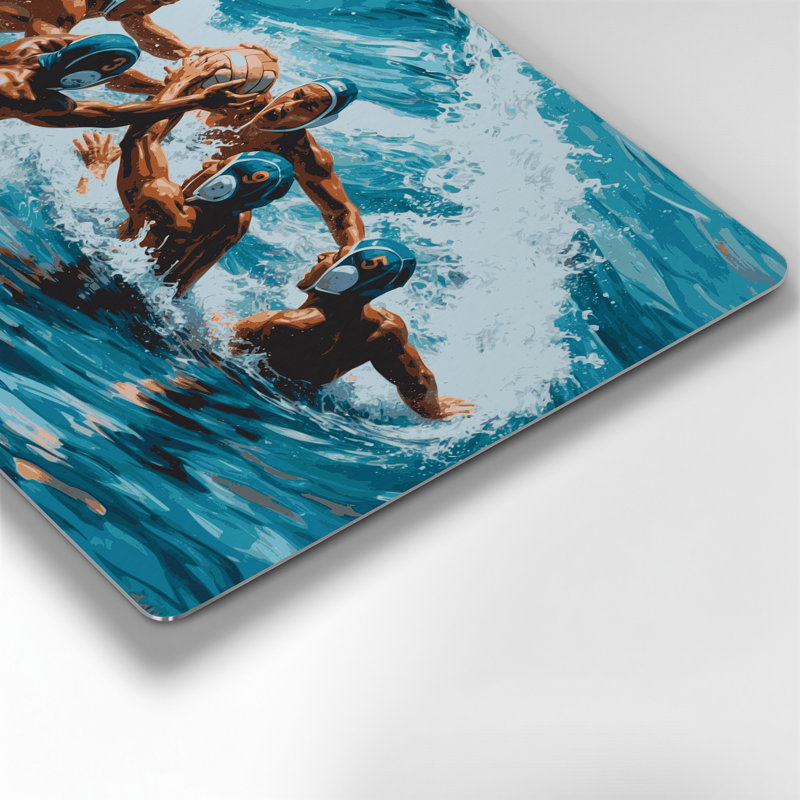 Sports nautiques, water-polo, art mural en métal bleu, H 11 po x l 14 po