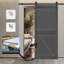 Porte de grange double en MDF avec porte coulissante S&Z TopHand®, dalle de porte de grange solide recouverte d'une surface en PVC imperméable-105833715-105318071