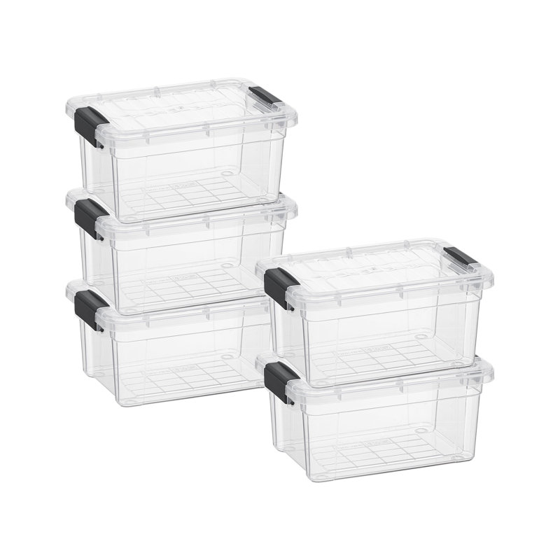 Bacs de rangement Superio avec couvercles, boîtes transparentes de 1,85 pte pour l'organisation, contenants en plastique empilables - sans BPA, non toxiques, sans odeur, organisateur pour la maison, le bureau, le dortoir, paquet de 5