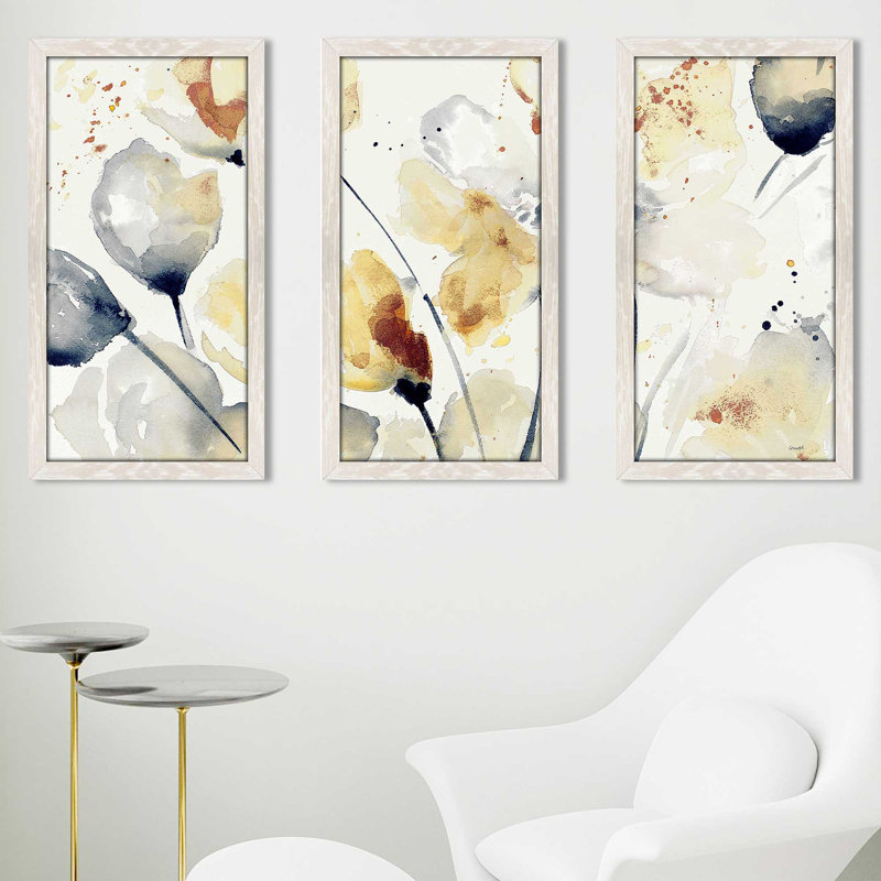 «Autumn Abstract Floral», reproduction de 3 pièces sur acrylique, H 25,5 po x l 40,5 po x P 1 po