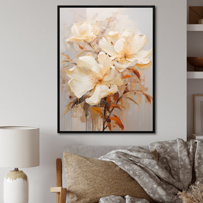 Beige Hibiscus, peinture sur toile I