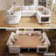 Canapé-lit modulaire en U 8 pièces avec fauteuil inclinable, lit escamotable, ports USB et rangement - Assemblage sans outil-1096693665
