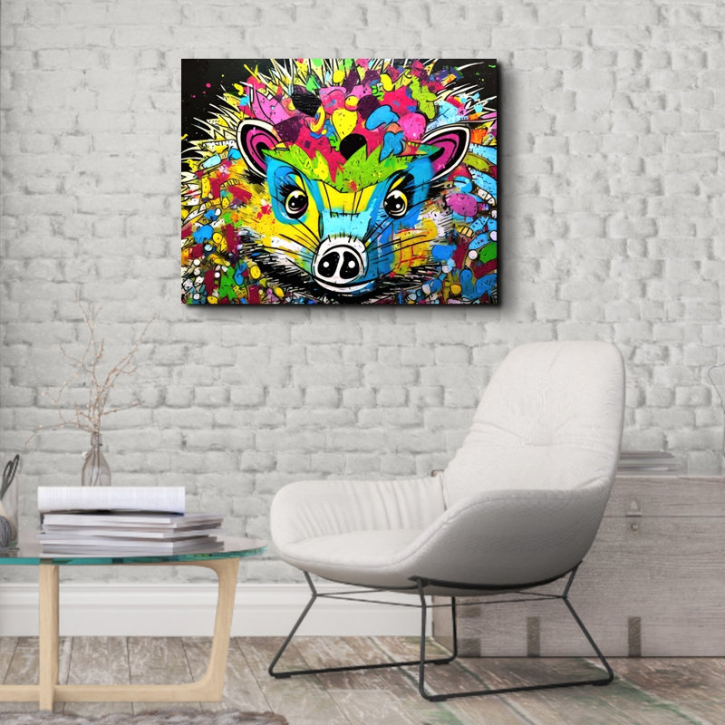 «Hedgehog Graffitianimals» sur toile, H 20 po x l 24 po