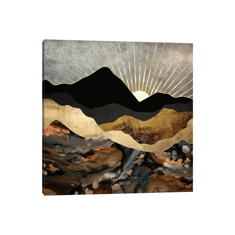 Copper And Gold Mountains by SpaceFrog Designs - Wrapped Canvas Painting, 66.04 cm H x 66.04 cm W x 1.91 cm D