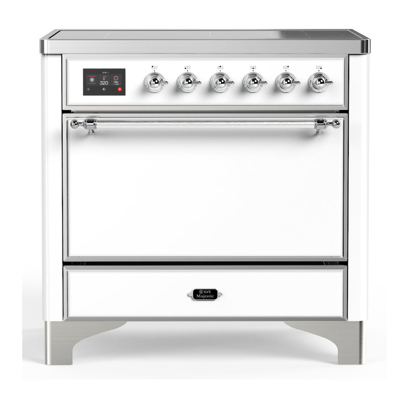 Majestic III Series 36 Inch Induction Range with 6 Induction Elements in Matte Graphite (Chrome Trim), Chrome, White