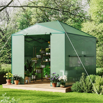 Walk In Greenhouse for Outdoors with Mesh Side Windows Walk-in Greenhouse