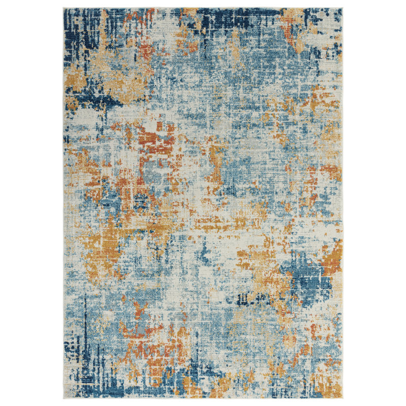 Glosco Abstract Orange/Blue Area Rug, Rectangle 120 x 170cm