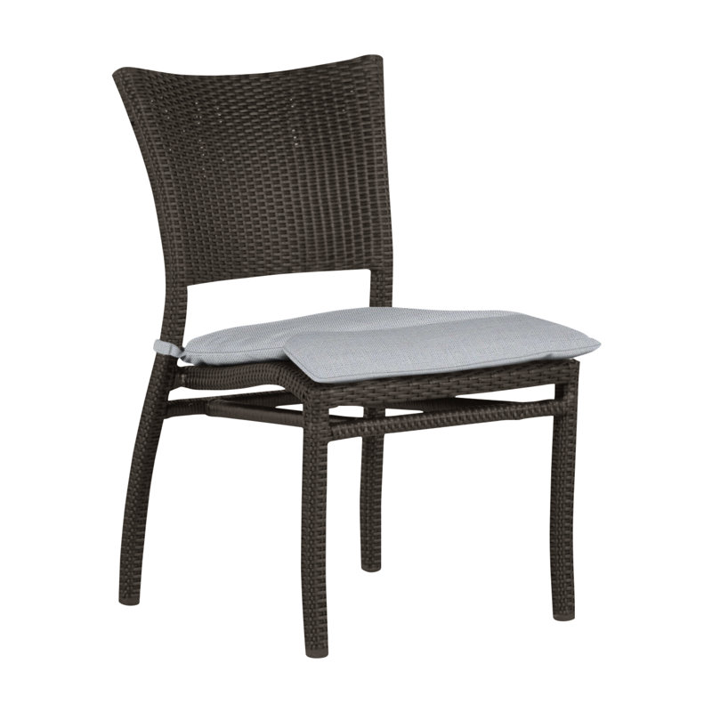 Chaise d'appoint d'extérieur Skye N-Dura, Pas de soudure, Noyer noir, Lin chambray