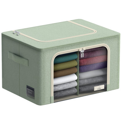 Large Storage Box Two-Compartment Foldable with Window & Handles - Single Piece