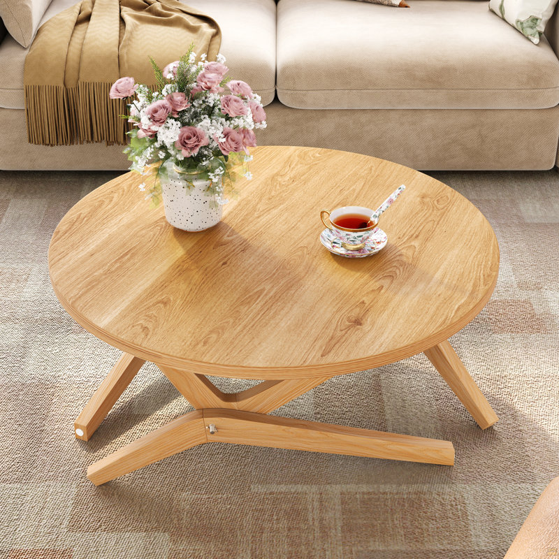Round 2-In-1 Transformer Coffee Table With Adjustable Height, 16.5" For Coffee Table, 29.5" For Cocktail Table, Solid Wood, 34.5"