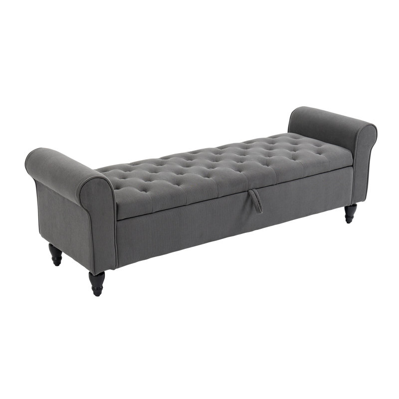 Banc de rangement Jhoana, Gris, H 21 po x l 63 po x P 20 po