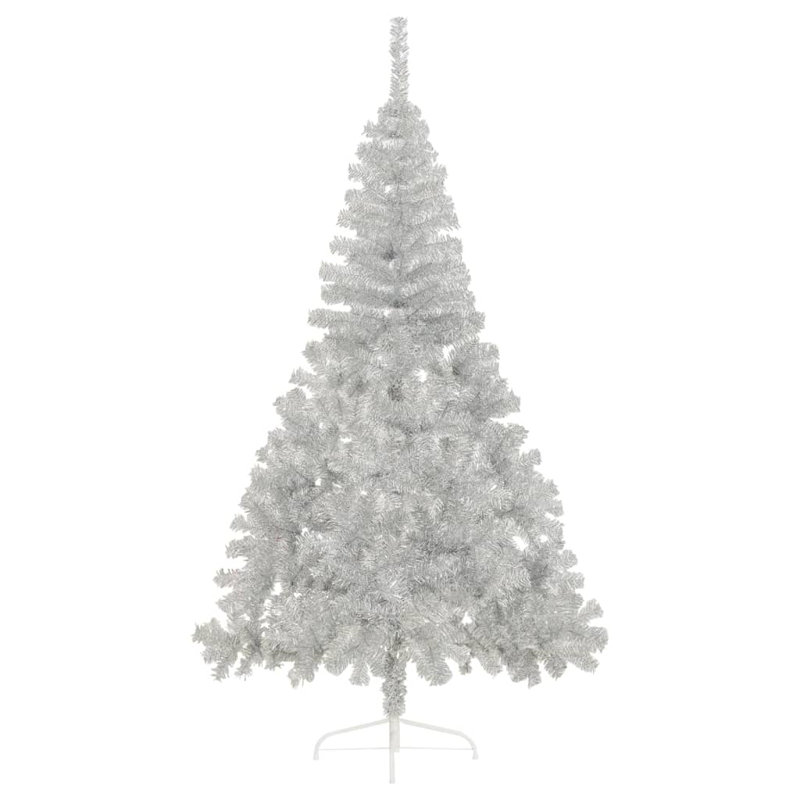 Arbre de Noël artificiel en forme de demi-cercle avec support PET, H 8 pi, Argent