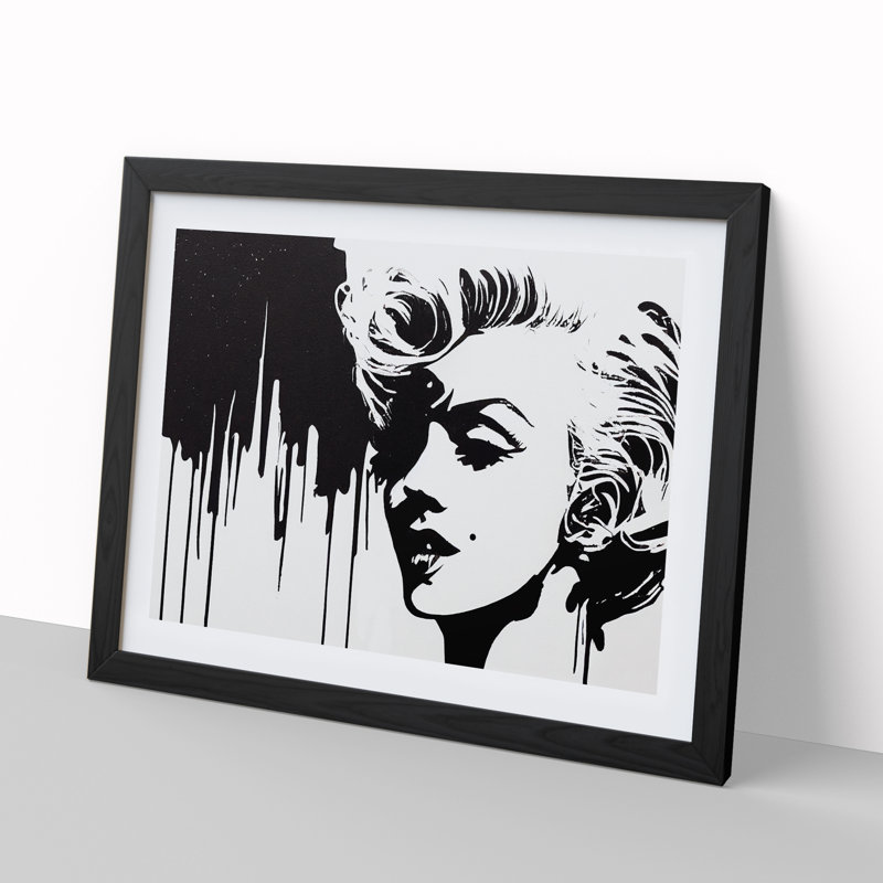 Marilyn Monroe Drip - Single Picture Frame Painting, Black, 46cm H x 64cm W x 2cm D
