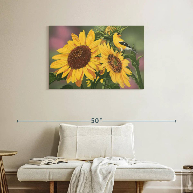Harnek chardonneret et tournesols, H 24 po x l 36 po