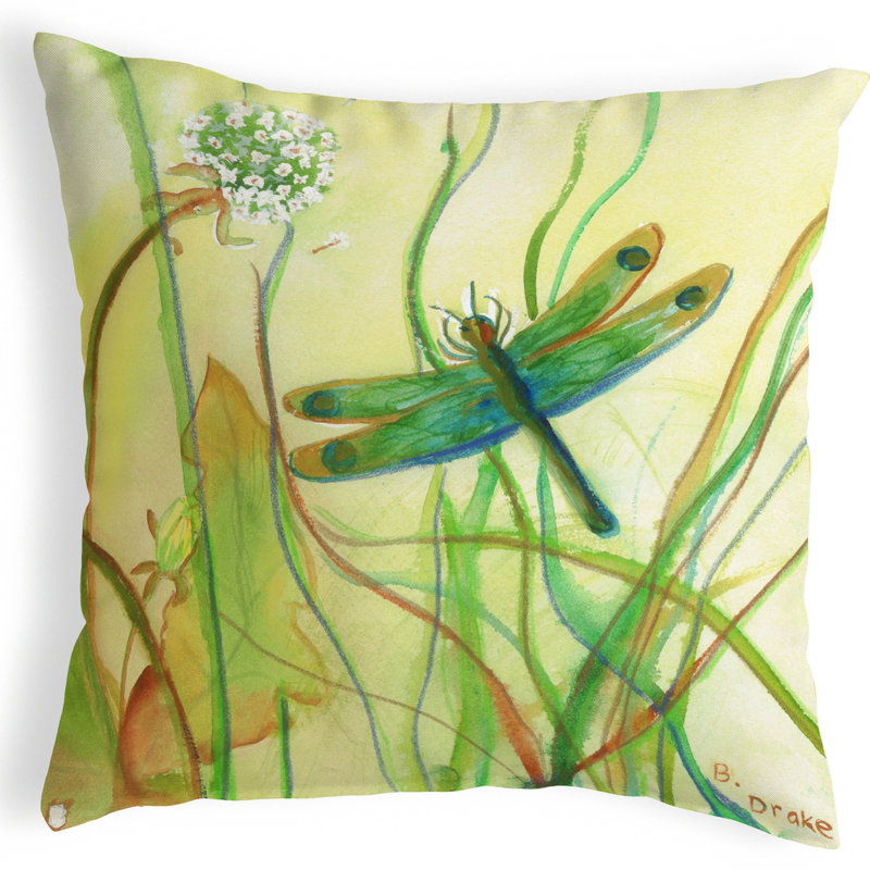 Dragonfly Art Reversible Indoor/Outdoor Throw Pillow