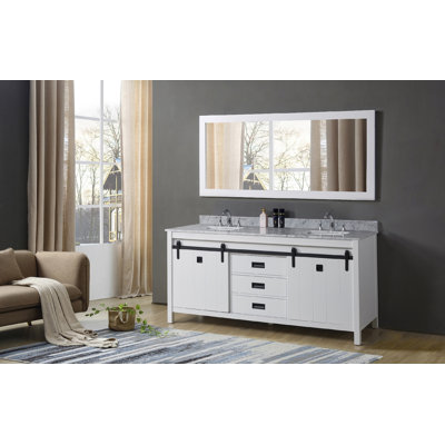 72'' Double Bathroom Vanity with Marble Top