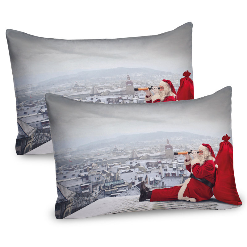 Ensemble de 2 taies décoratives de Noël sur le toit Ambesonne - gris pâle Ambesonne, H 20 po x l 36 po