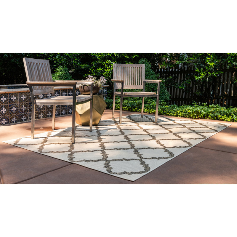 Tapis intérieur / extérieur beige / brun Geraldine, Rectangle 8 pi x 11 pi 4 po