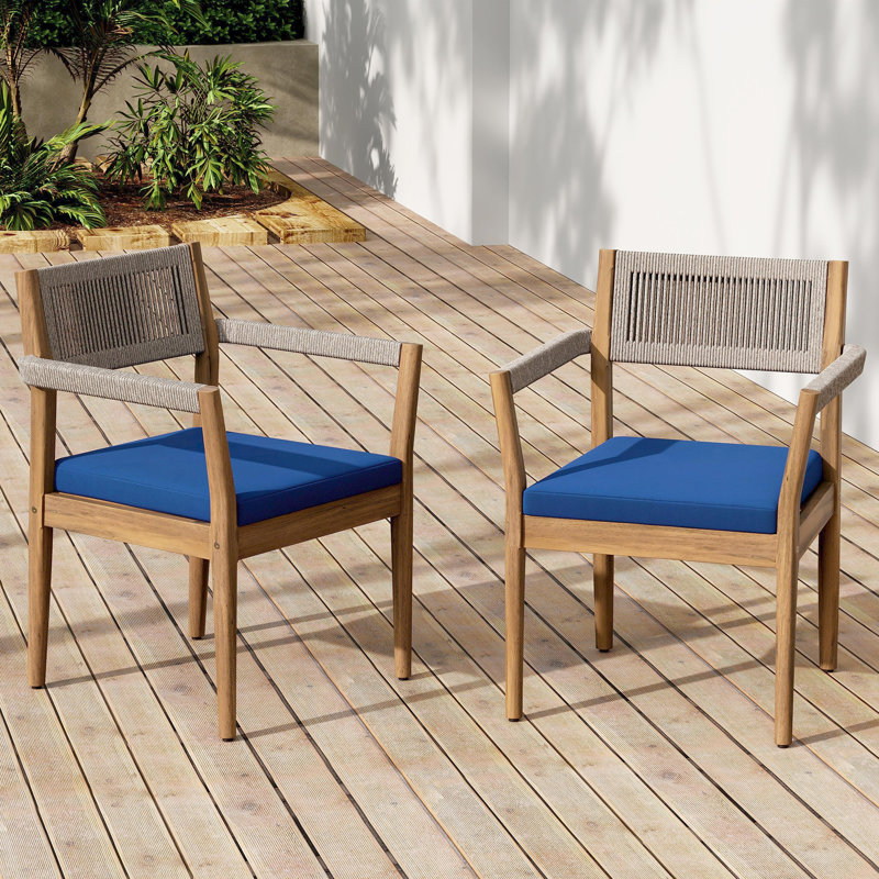 Ensemble de 2 chaises en bois d'acacia, Marine