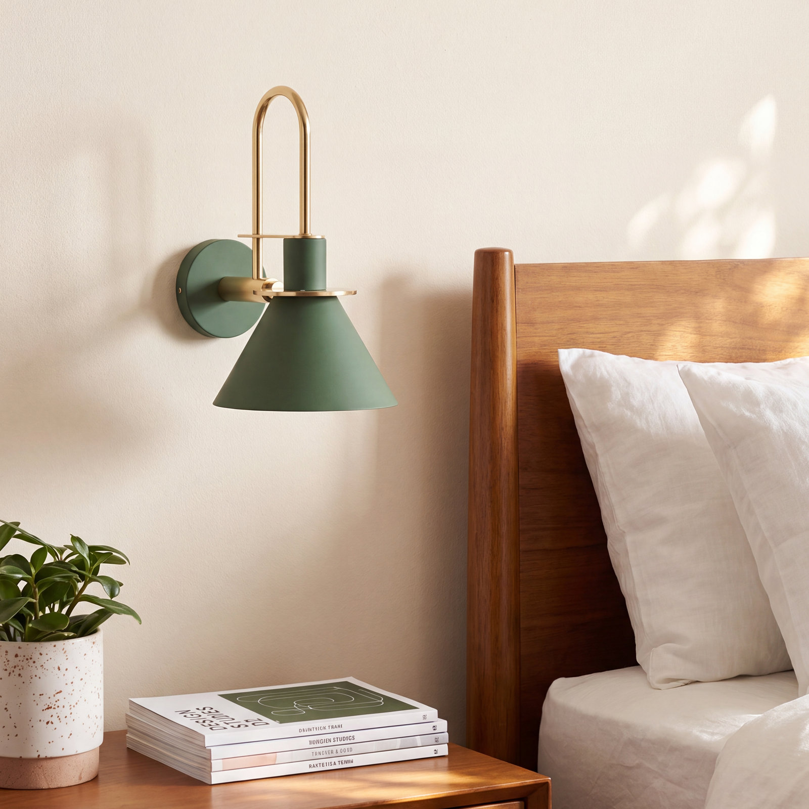 Jacoline Single Light Dimmable Armed Sconce, Green