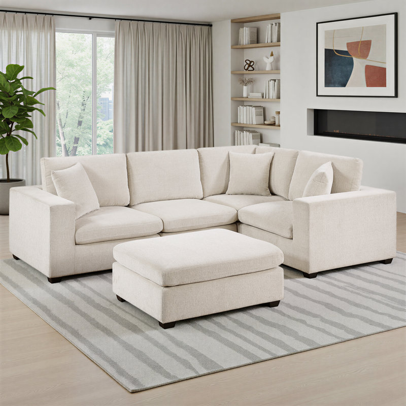 Canapé modulaire en chenille 5 pièces Burdett