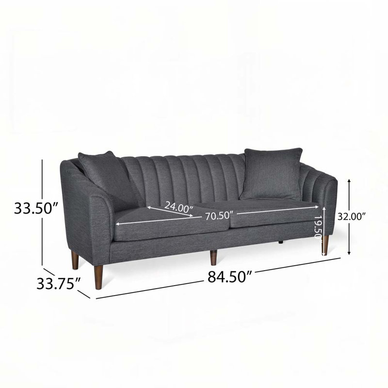 Canapé 84,5 po à 3 places avec pieds en bois, Gris anthracite