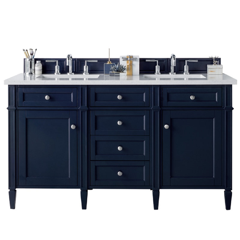 Brittany 60'' W Double Vanity, Victory Blue, Eternal Jasmine Pearl, 8" Widespread