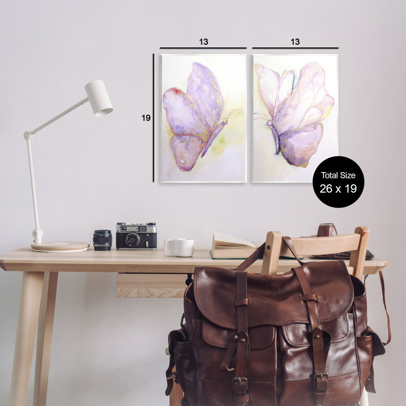 «Girl Glam Butterfly Wings», ensemble de 2 plaques murales par Leticia Herrera, H 19 po x l 13 po