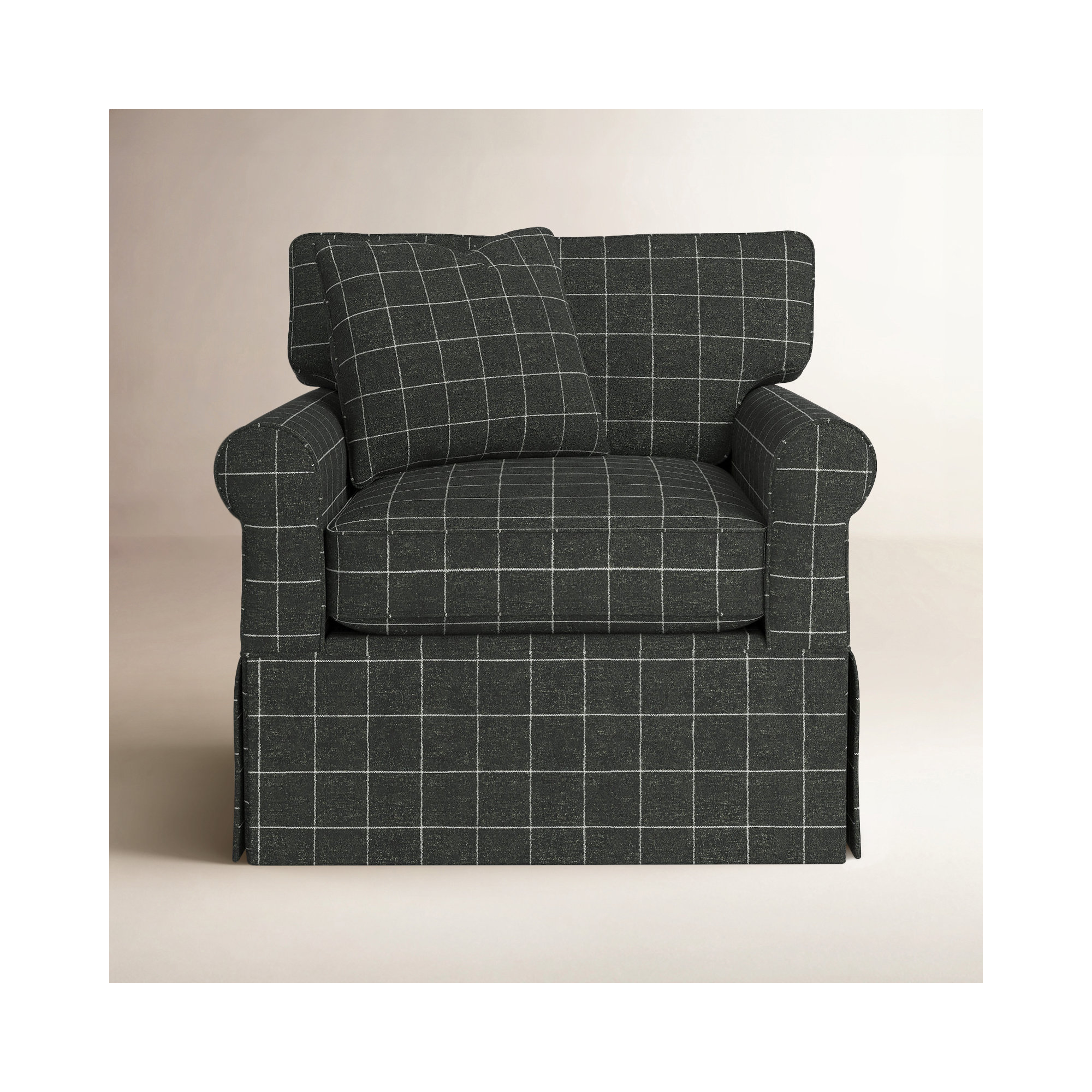 Reta Upholstered Armchair, Savane 45 Charcoal Plaid