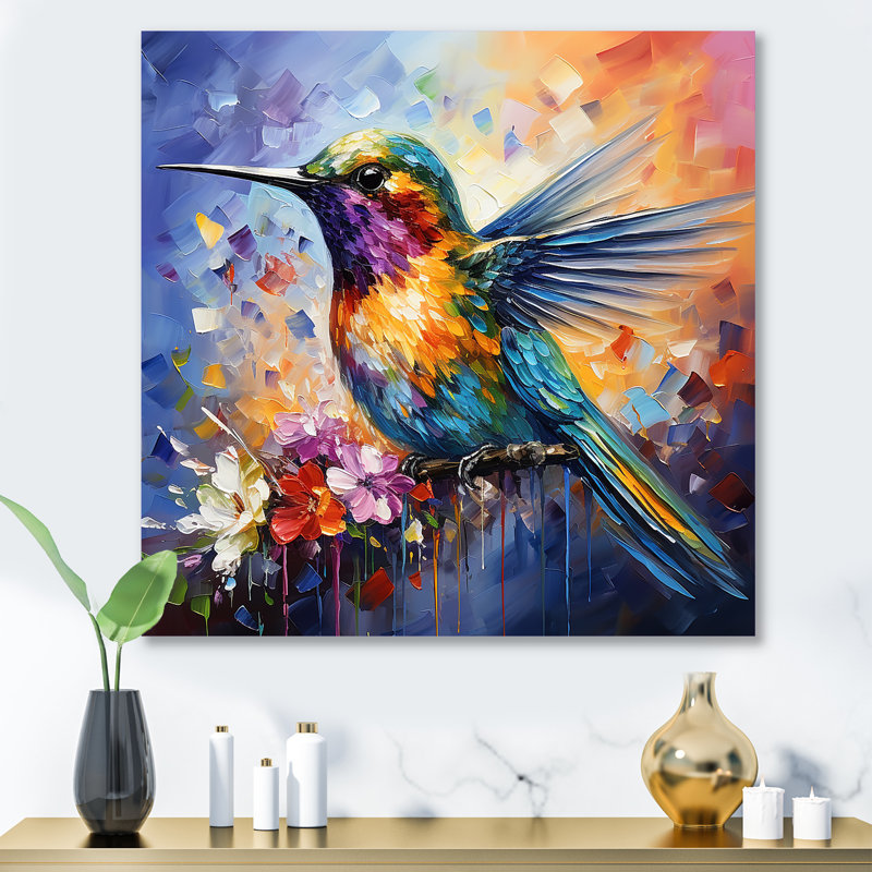 Art mural en métal bleu fée néotropicale fée II - Colibri, H 29 po x l 29 po