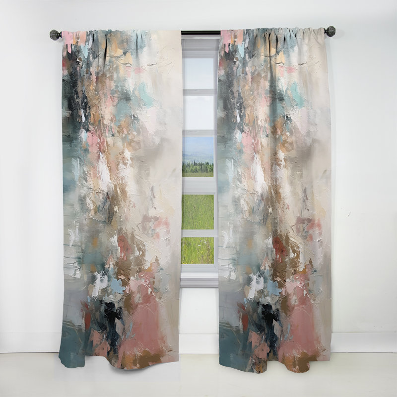 Brushstroke Abstract Painting I - Abstract Collages Room Darkening Abstract Curtain - 1 Panel, L 52 po x L 63 po