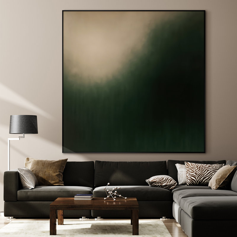 Très grand art mural imprimé sur tissu - Paysage abstrait neutre moderne pour la décoration d'œuvres d'art pour le salon ou la chambre à coucher - «Assemblage requis du cadre (cadre non fini)»