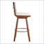 Set of 2 Swivel Bar Stools with Walnut Frame and Beige Seat