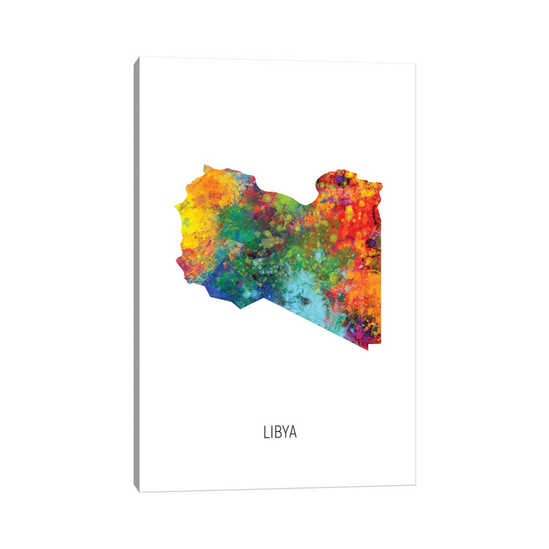 Libya Map by Michael Tompsett - Wrapped Canvas Gallery-Wrapped Canvas Giclée, 20.32 cm H x 30.48 cm W