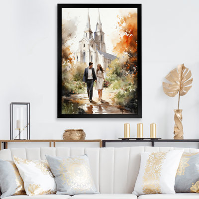 " Couple In Love Wedding Chapel Rustic Watercolor "