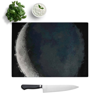 Tempered Glass Crescent Moon Shadow Chopping Board
