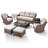 Acton 5-7 Person Outdoor Wicker Patio Family Conversation Set With Swivel Chairs And Metal Fire Pit-1892945133