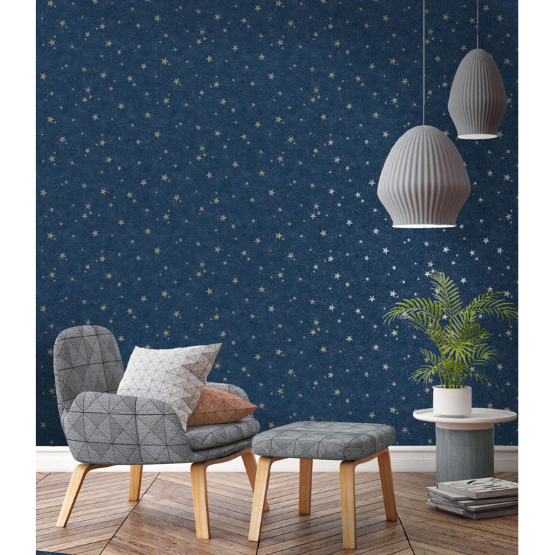 10m x 53cm Semi-Gloss Wallpaper Roll, Blue