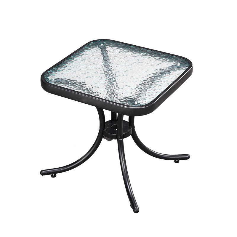 18In Square Outdoor Side Table,Black, Black