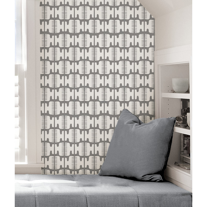 Rouleau de papier peint adhésif L 18 pi x l 20,5 po Elliott, Gris / blanc